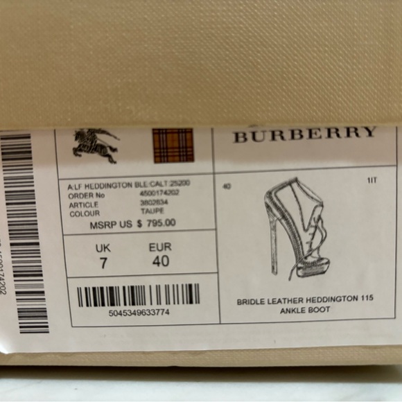 Burberry Heddington Oxford Women's black ankle boots Taupe Size 40 Original Box - Picture 6 of 6
